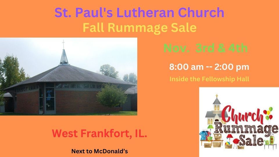 Fall Rummage Sale at St. Pauls Lutheran Church St. Paul Lutheran