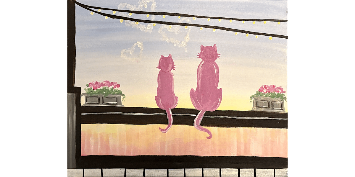 Pink Balcony Cats - Paint and Sip in Indianapolis | Classpop!\u2122