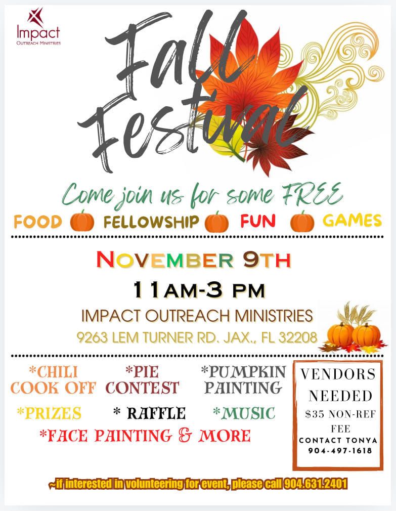 Fall Festival 2024 9263 Lem Turner Rd, Jacksonville, FL November 9