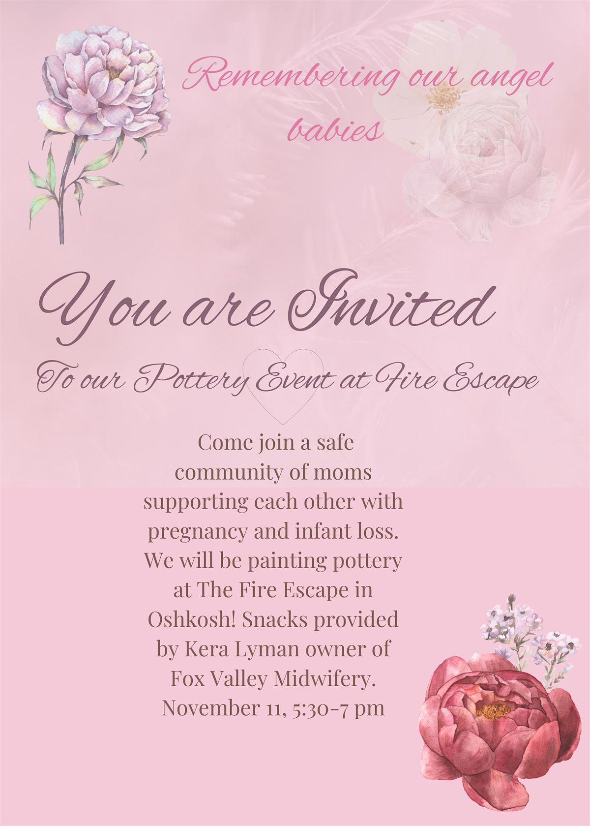 Mama of Angel Babies Painting Pottery at Fire Escape