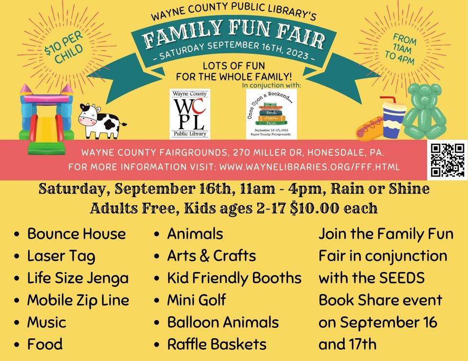 WCPLs Family Fun Fair Wayne County Fair, Honesdale, PA September 16