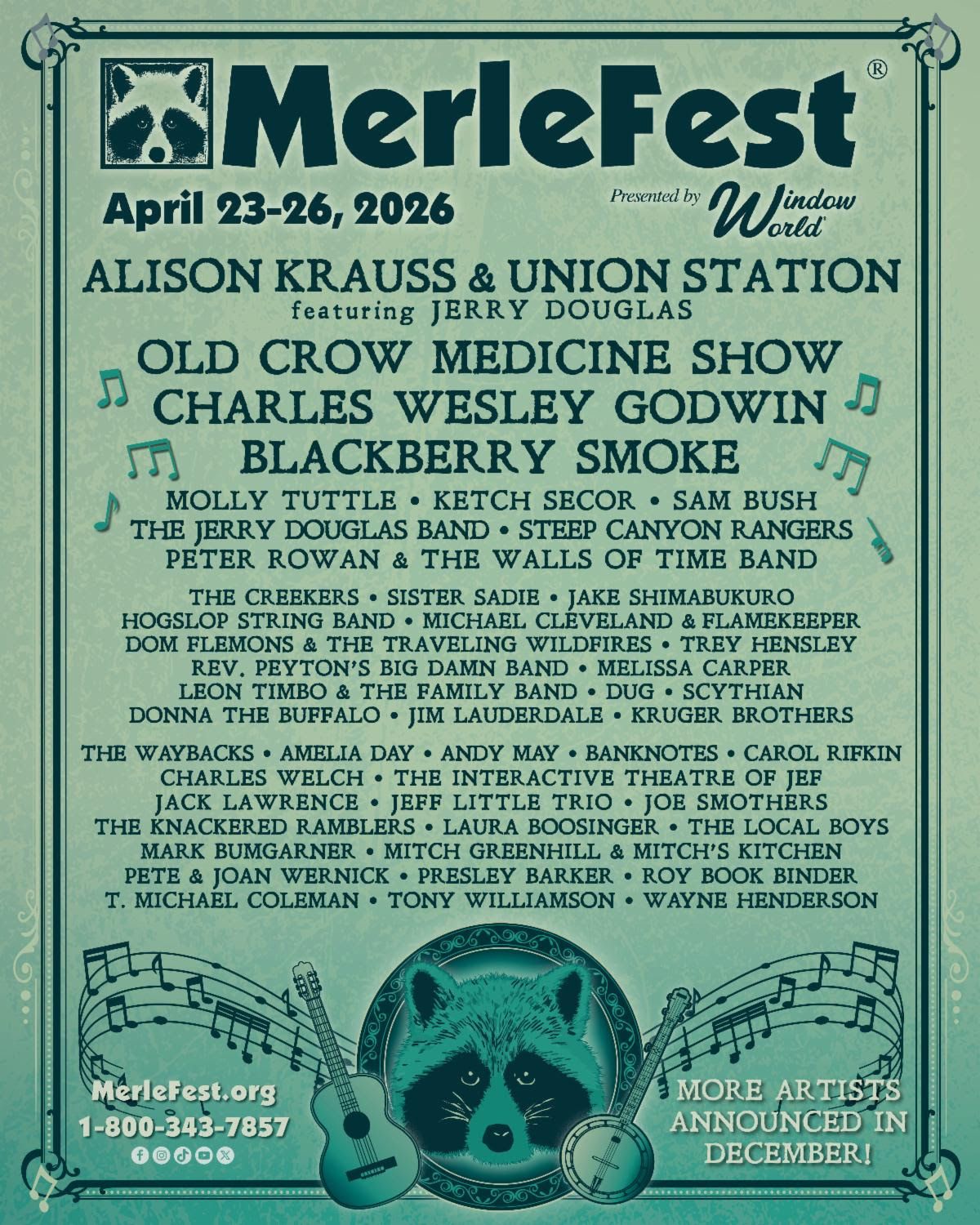 Merlefest: Charles Wesley Godwin Old Crow Medicine Show Blackberry Smoke & Alison Krauss and Union Station - 4 Day Pass