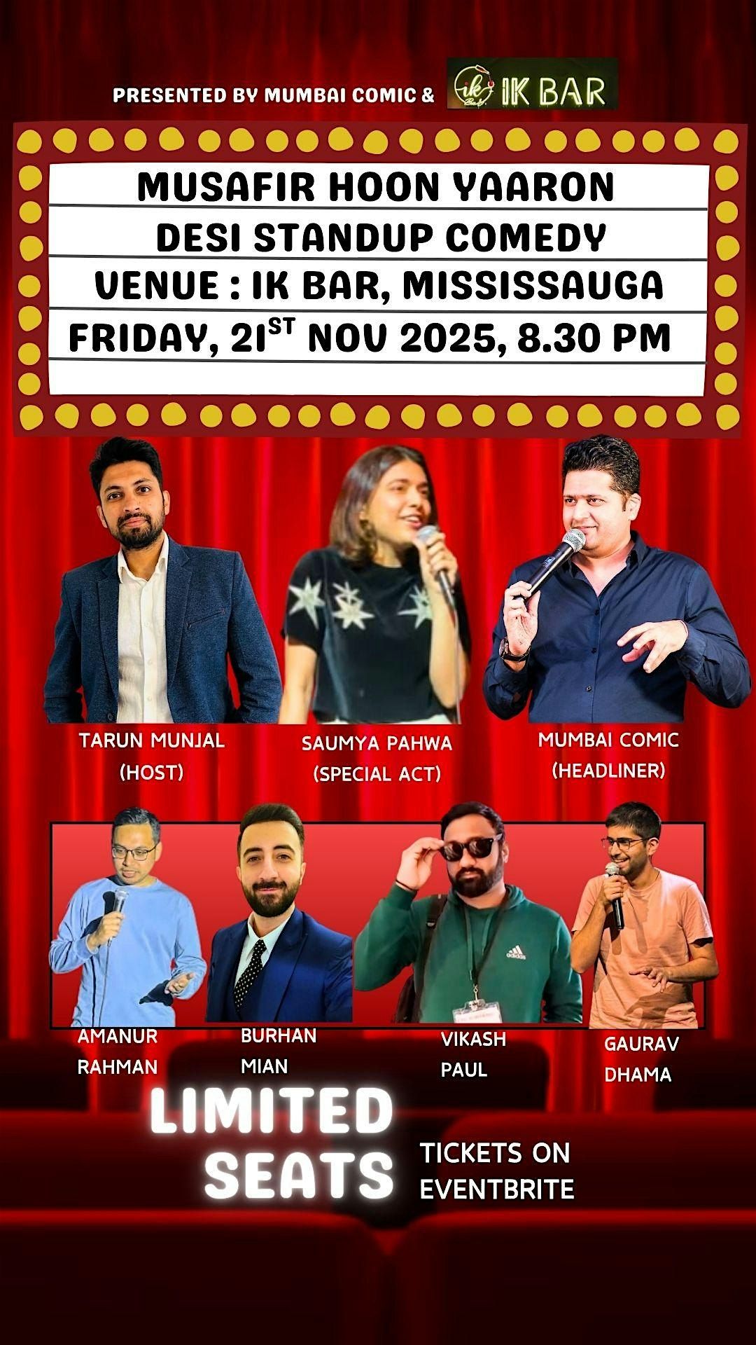 Desi Comedy in Mississauga -  Musafir Hoon Yaroon