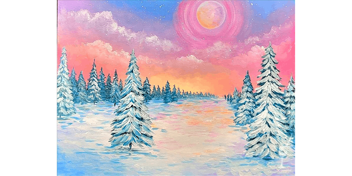 Pastel Winter Forest at Dusk - Paint and Sip in Houston | Classpop!\u2122