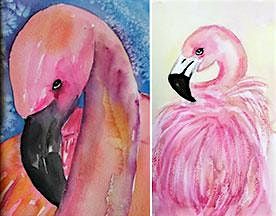 Watercolor Fancy Flamingos with Phyllis Gubins