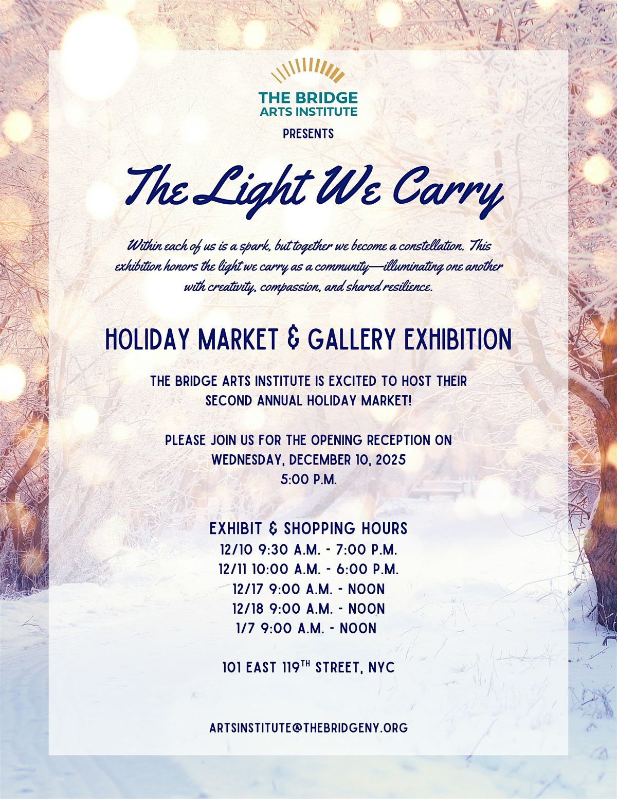 The Bridge Arts Institute Exhibit and Holiday Market