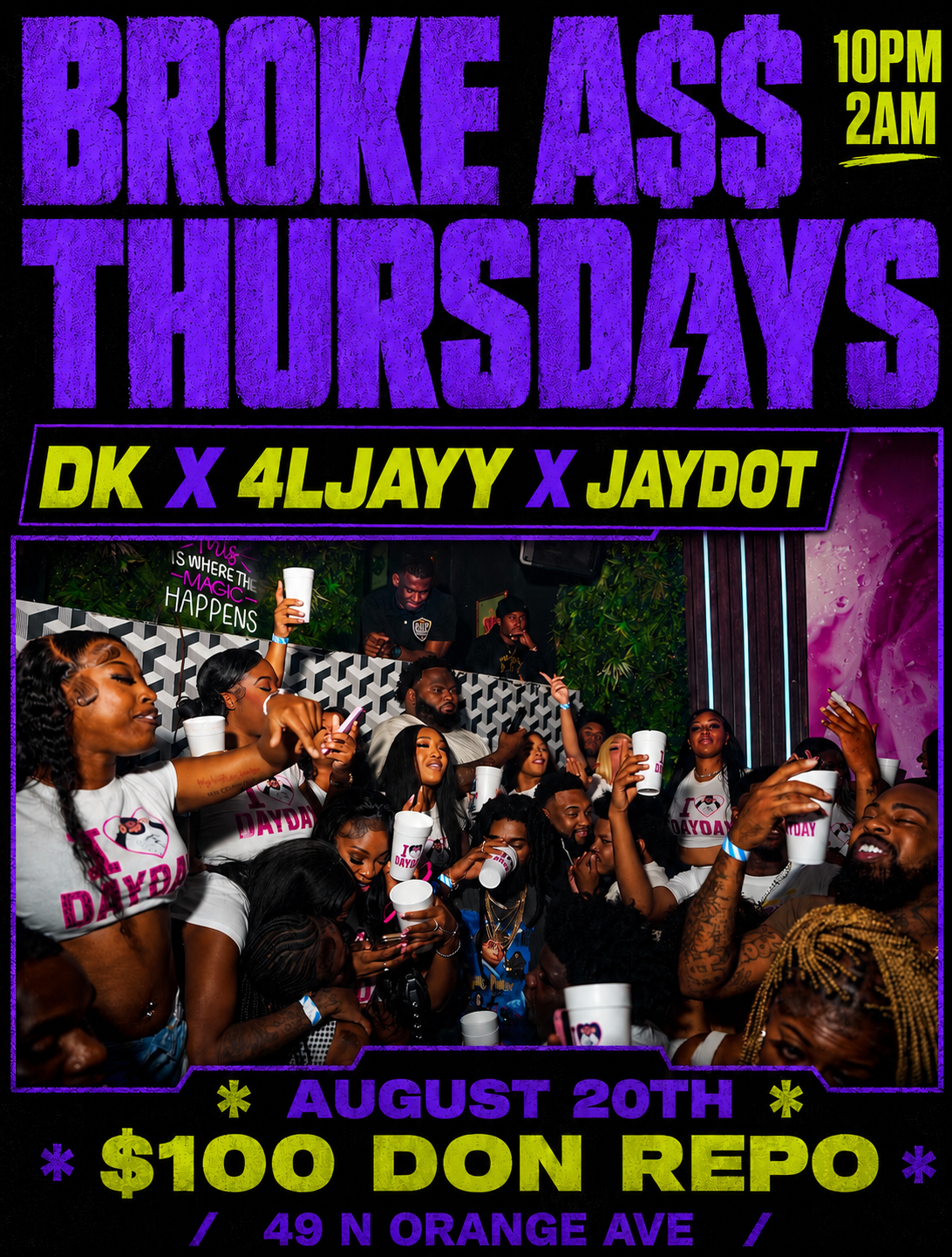 BROKE A$$ THURSDAY$ at LA ROSA , Orlando on 15th October, 2026