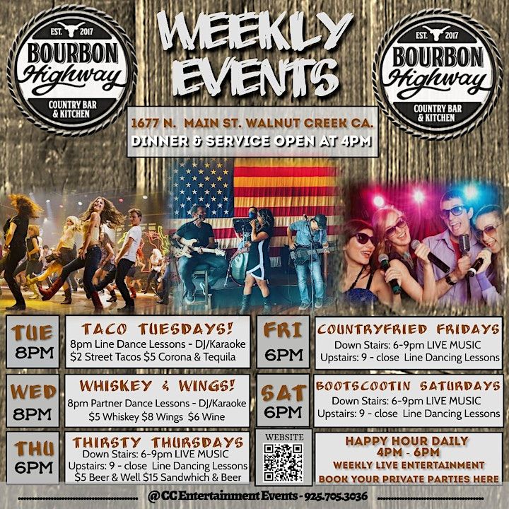 DJ,Karaoke, & Partner Dance Lessons EVERY Wednesday Bourbon Highway