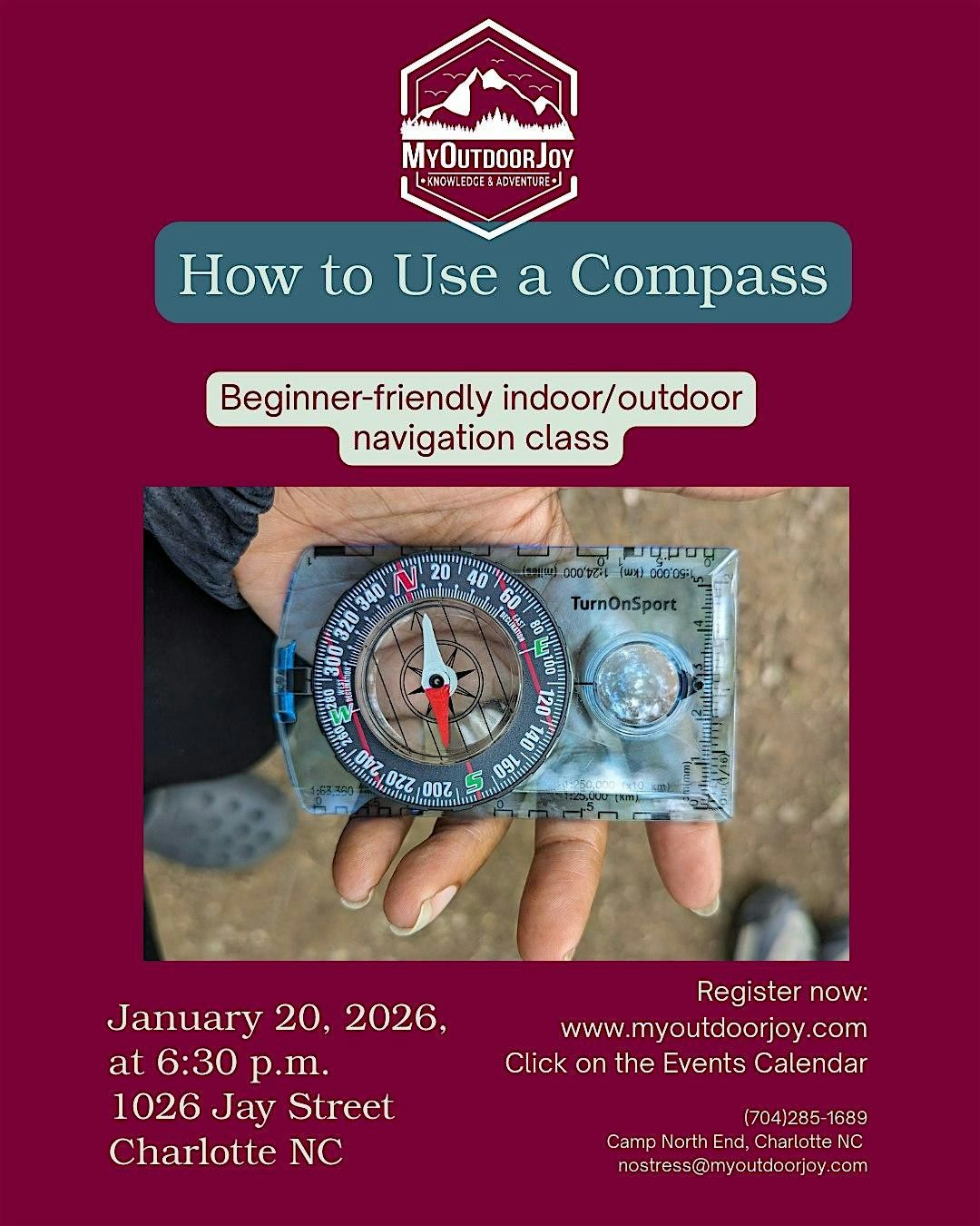 Learn Compass Learn to use a Compass at 1026 Jay St, Charlotte on 20th January, 2026