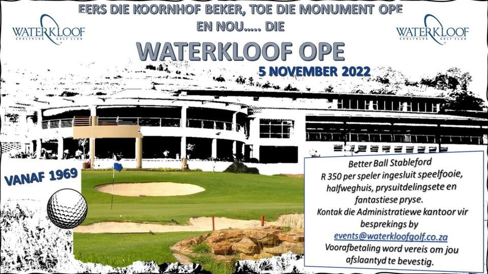 WATERKLOOF OPE 2022 Waterkloof Golf Club, Pretoria, GT November 5, 2022