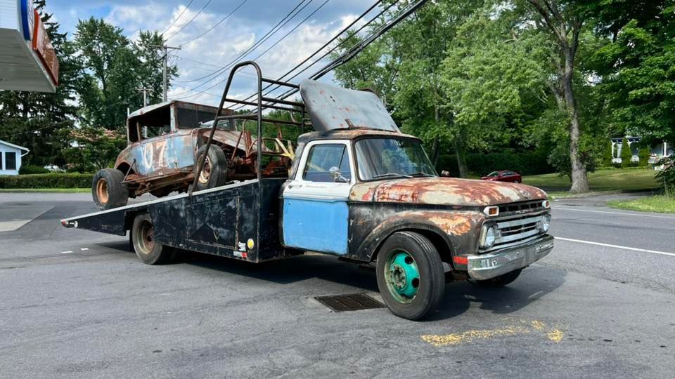 Rats Nest Run In Street Legal Stock Cars Vintage Ramp Truck and Race
