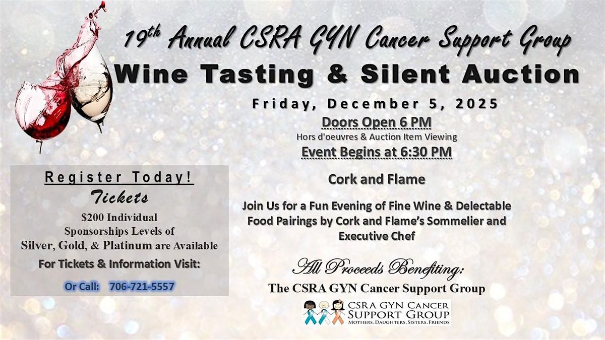 CSRA GYN Cancer Support Group 19th Annual Wine Tasting Fundraiser