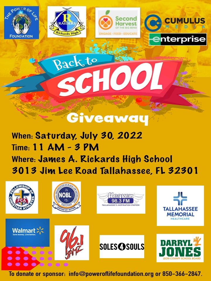 Back to School Giveaway - Tallahassee | James S. Rickards High School ...