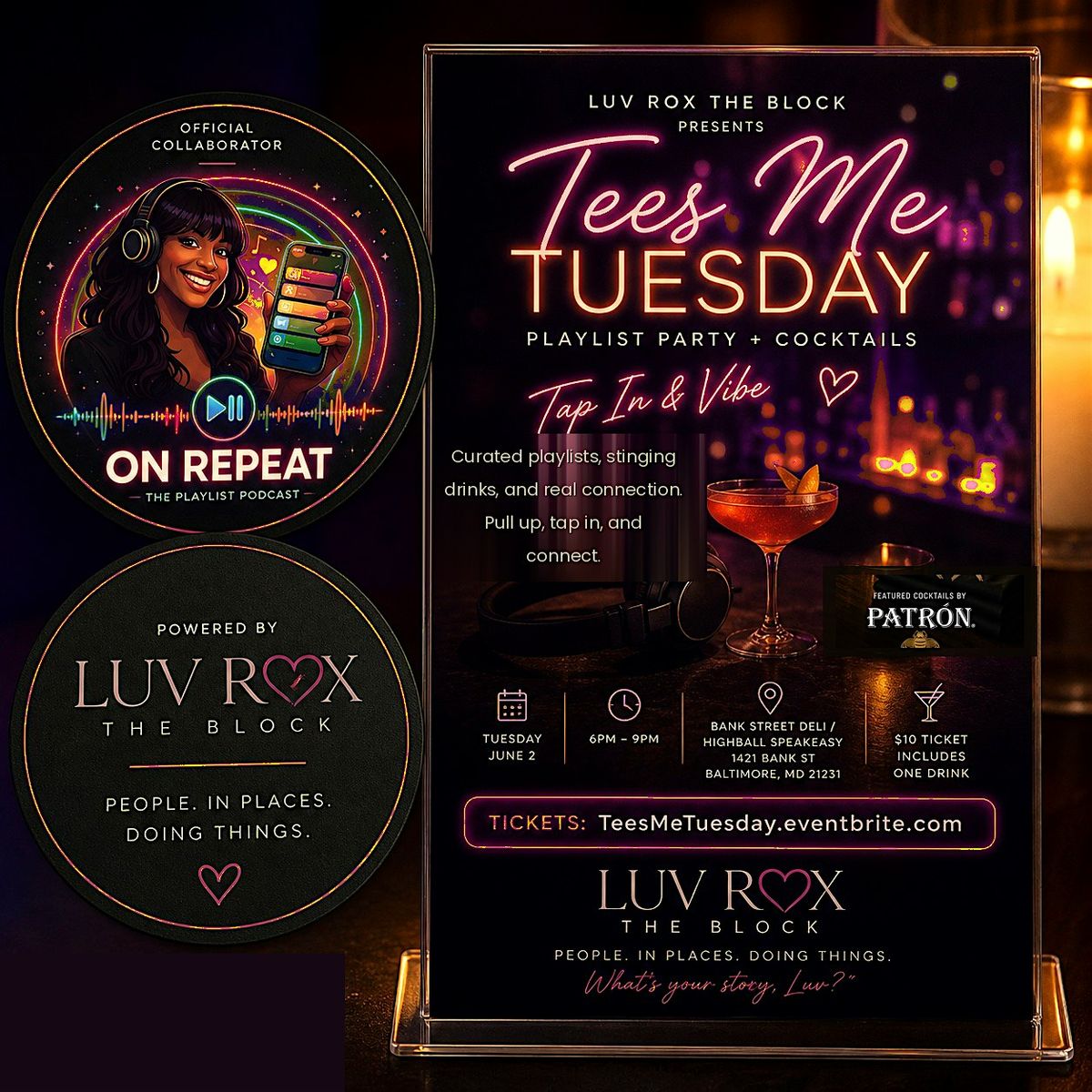 Tees Me Tuesday: Playlist Party + Cocktails | LUV ROX the Block (Baltimore)