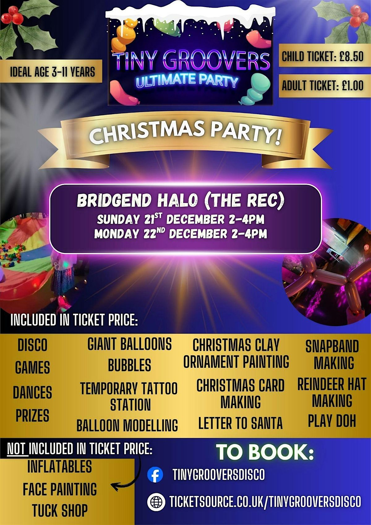 Ultimate Kids Christmas Disco, Crafts and Inflatables Party!!!