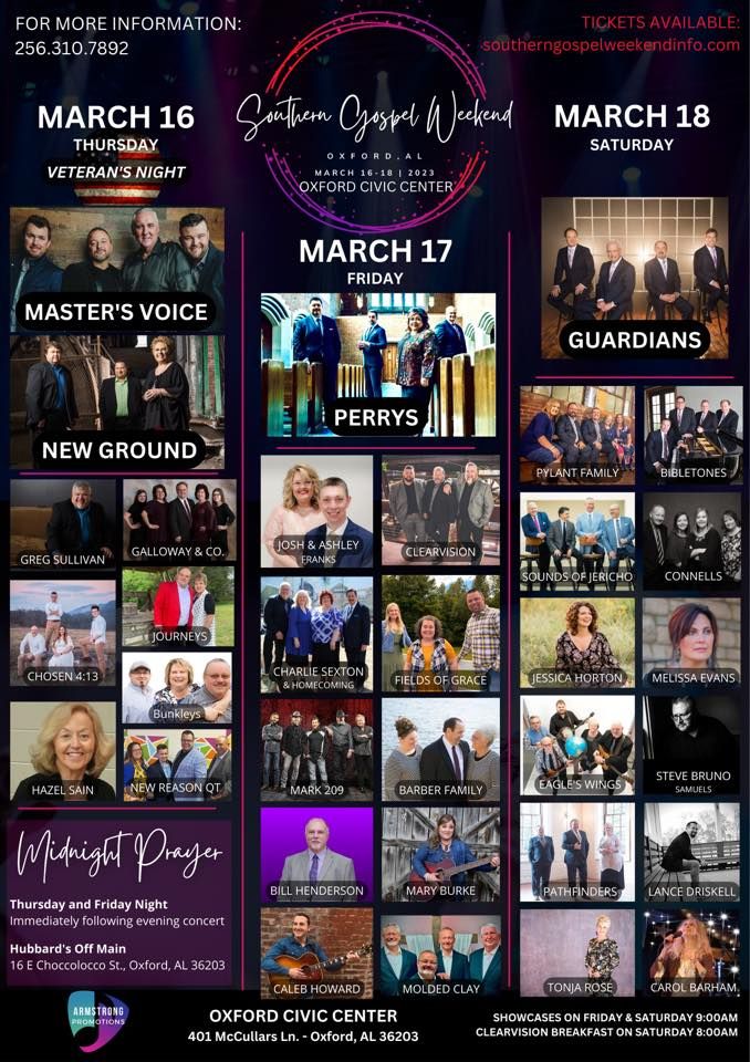 Southern Gospel Weekend 2023 | Oxford Civic Center | March 16, 2023