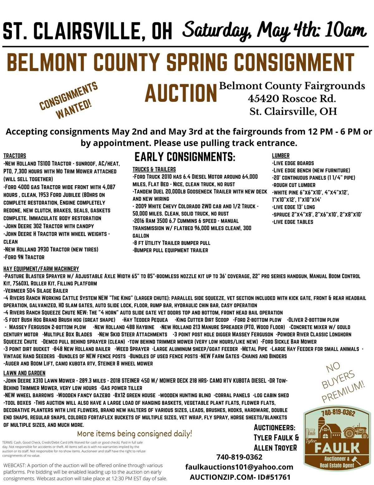 2024 Spring Consignment Auction Belmont County Fairgrounds, St