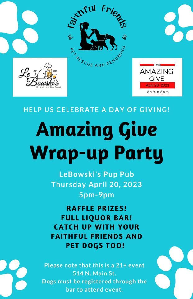 Amazing Give 2023 Wrapup Party at Lebowskis Pup Pub Lebowskis Pup Pub, Gainesville, FL