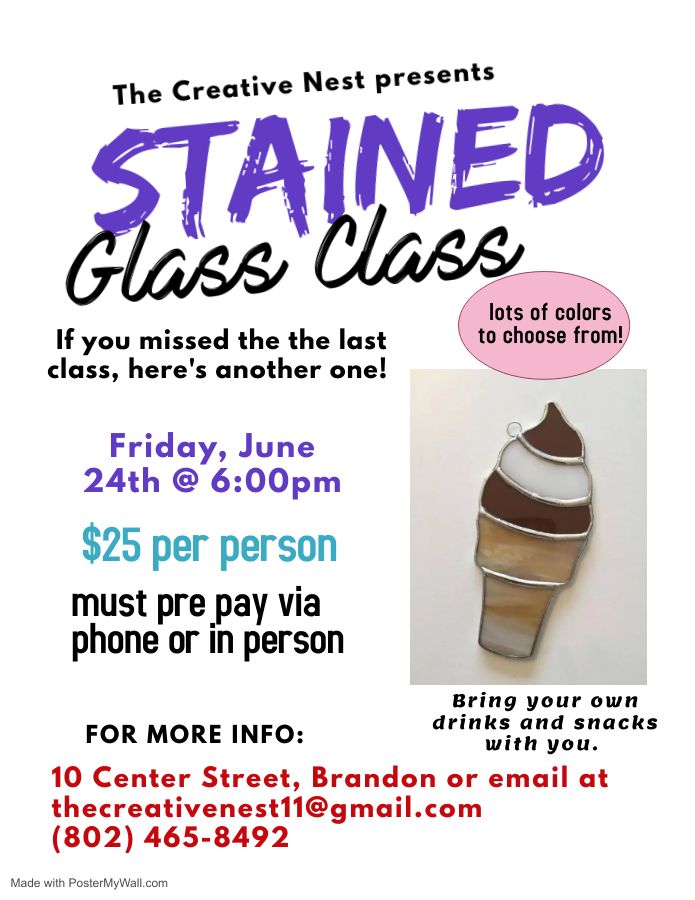 Stained Glass Class 10 Center St, Brandon, VT 057331106, United