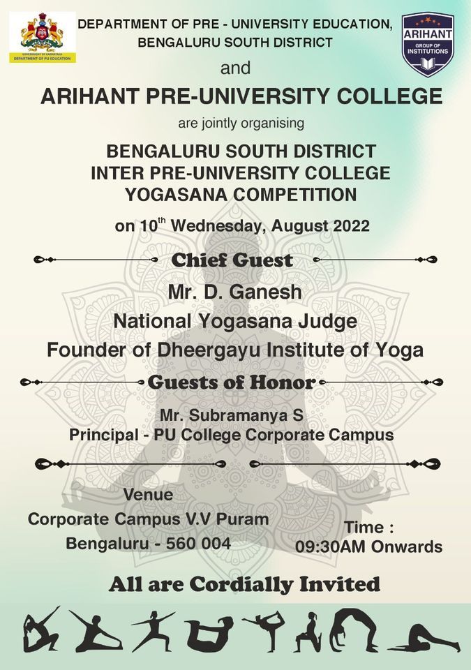 Bengaluru South District Inter Pre-University College Yogasana Competition
