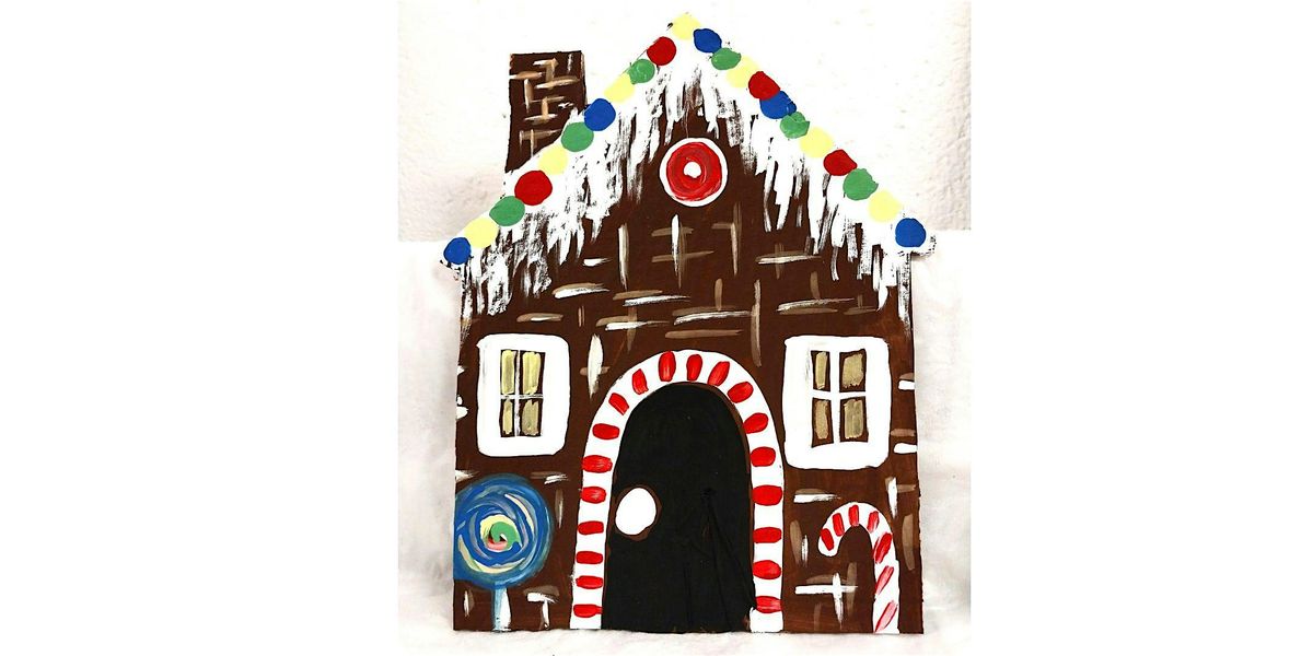 Mixed Media Gingerbread House Painting Class for Kids & Adults