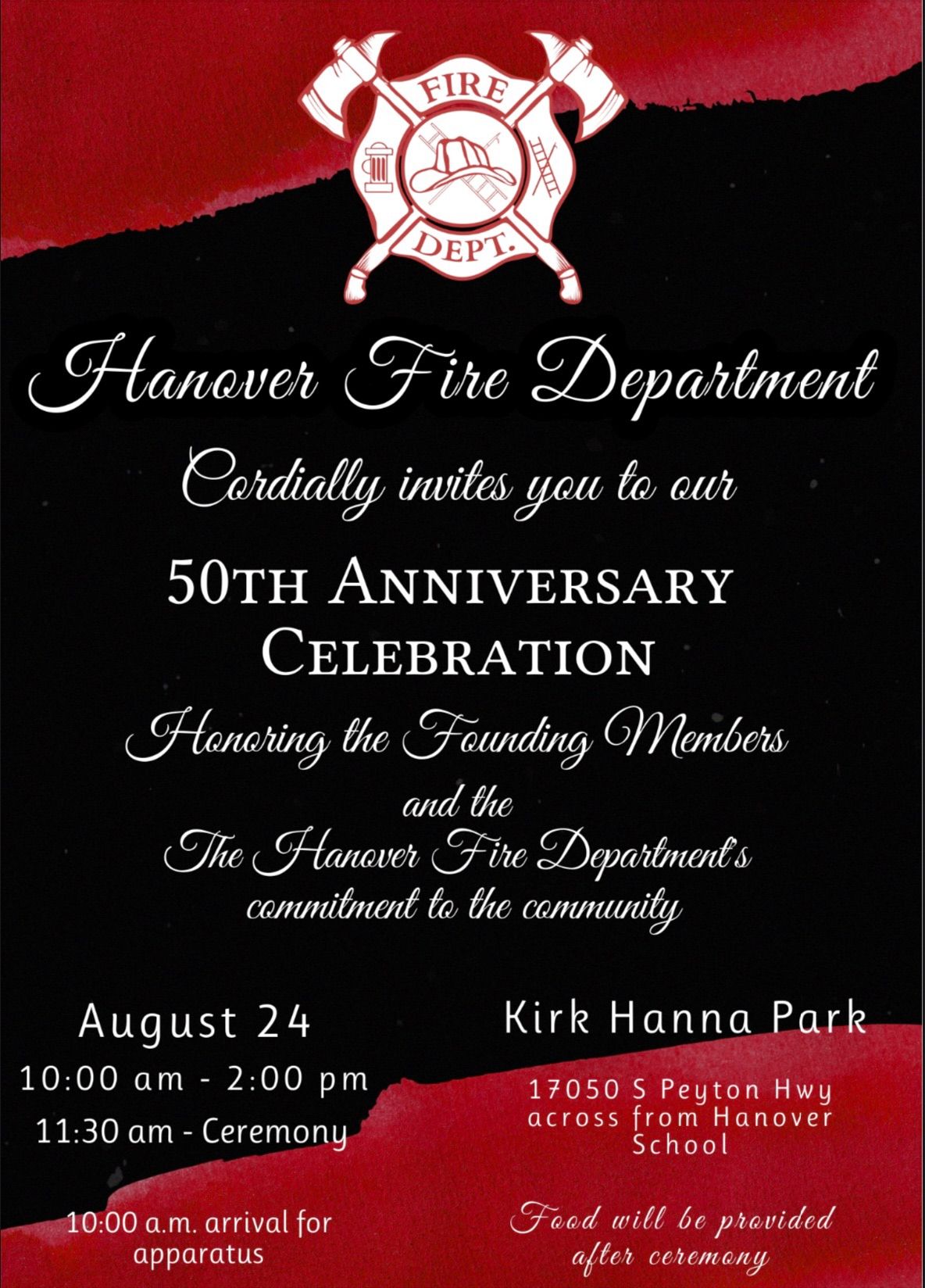 Hanover Fire Departments 50th Anniversary Celebration Kirk Hanna Park