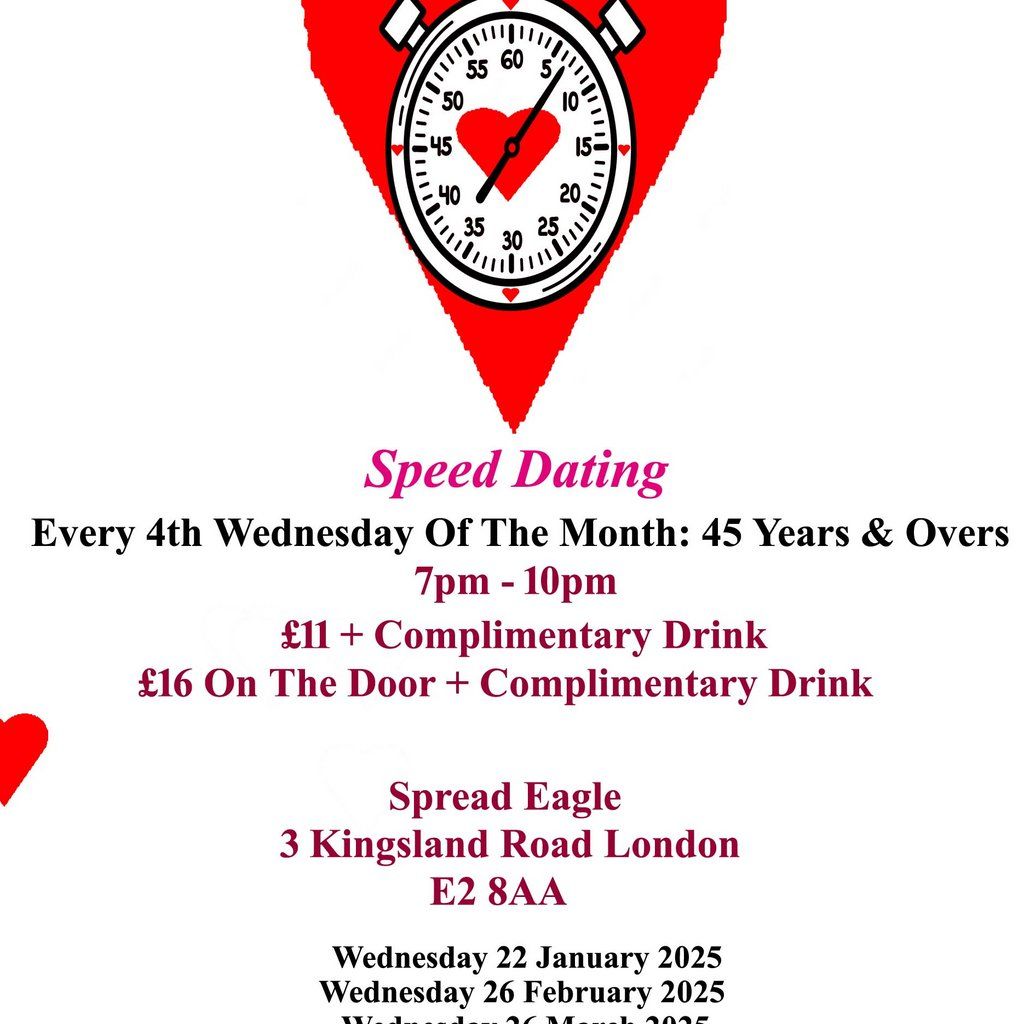 Speed Dating. 45 years & Over. Wednesdays