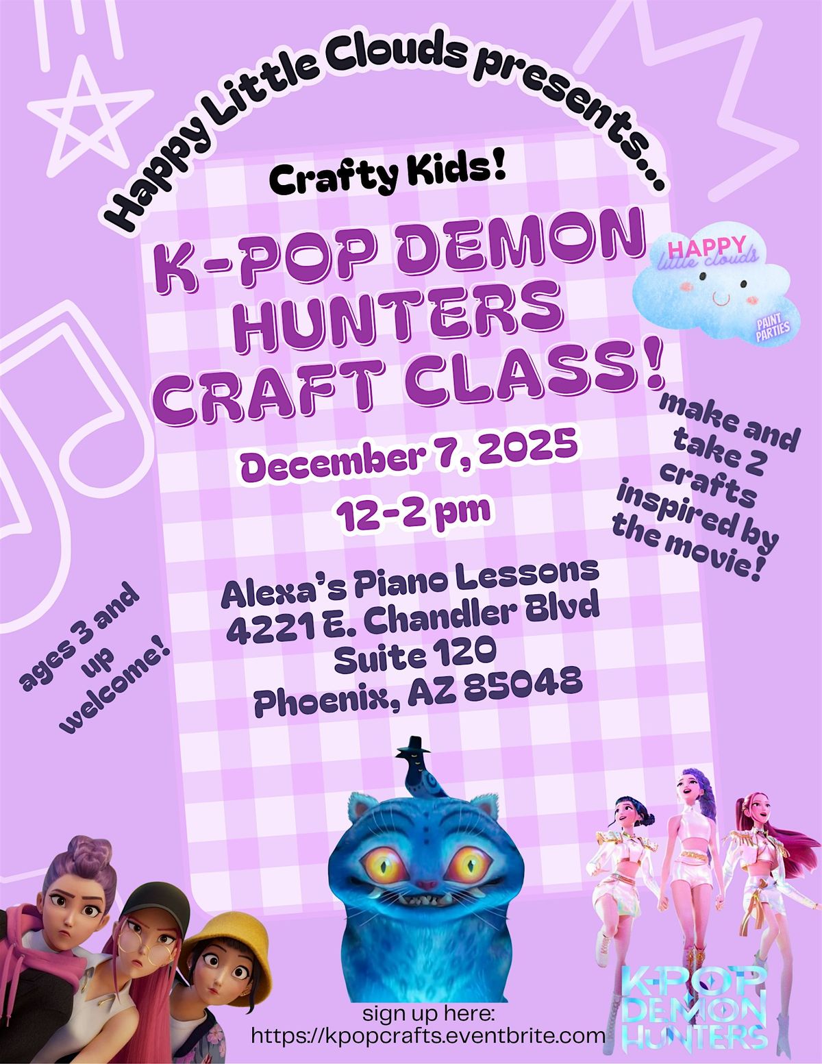 K-Pop Demon Hunters Crafty Kids Class at Alexa's Piano Lessons!