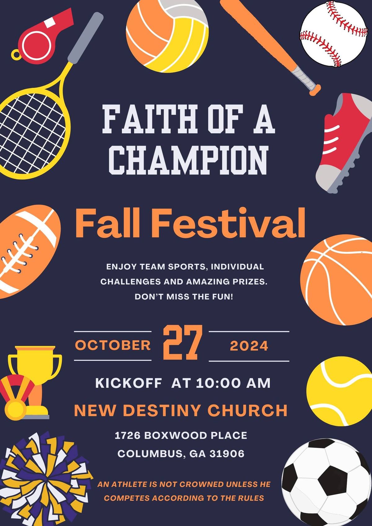 Faith of A Champion Fall Festival 1726 Boxwood Pl, Columbus, GA