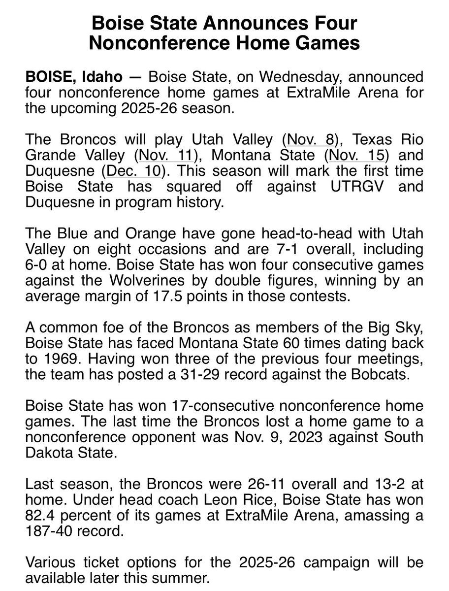 Boise State Broncos vs. Utah Valley Wolverines