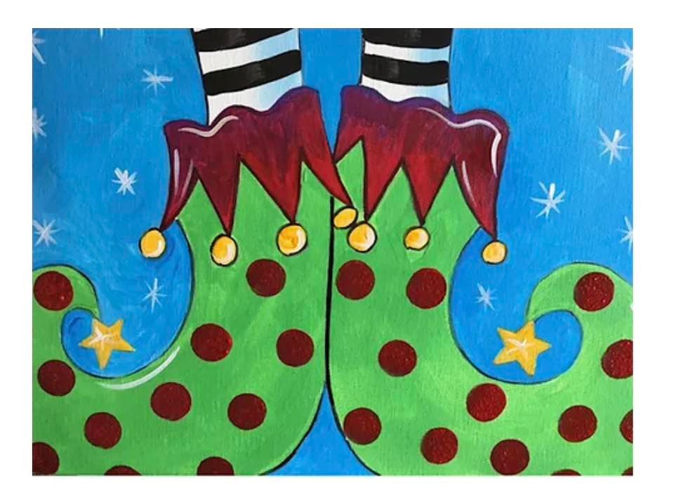 Kids Create! Elf Shoes Painting Lexington's Paint & Pour December