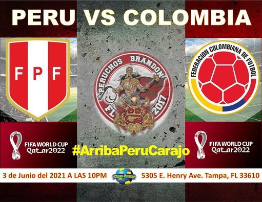 Peru Vs Colombia Eliminatorias Qatar 2022 Cinco Soccer Tampa Fl June 3 2021