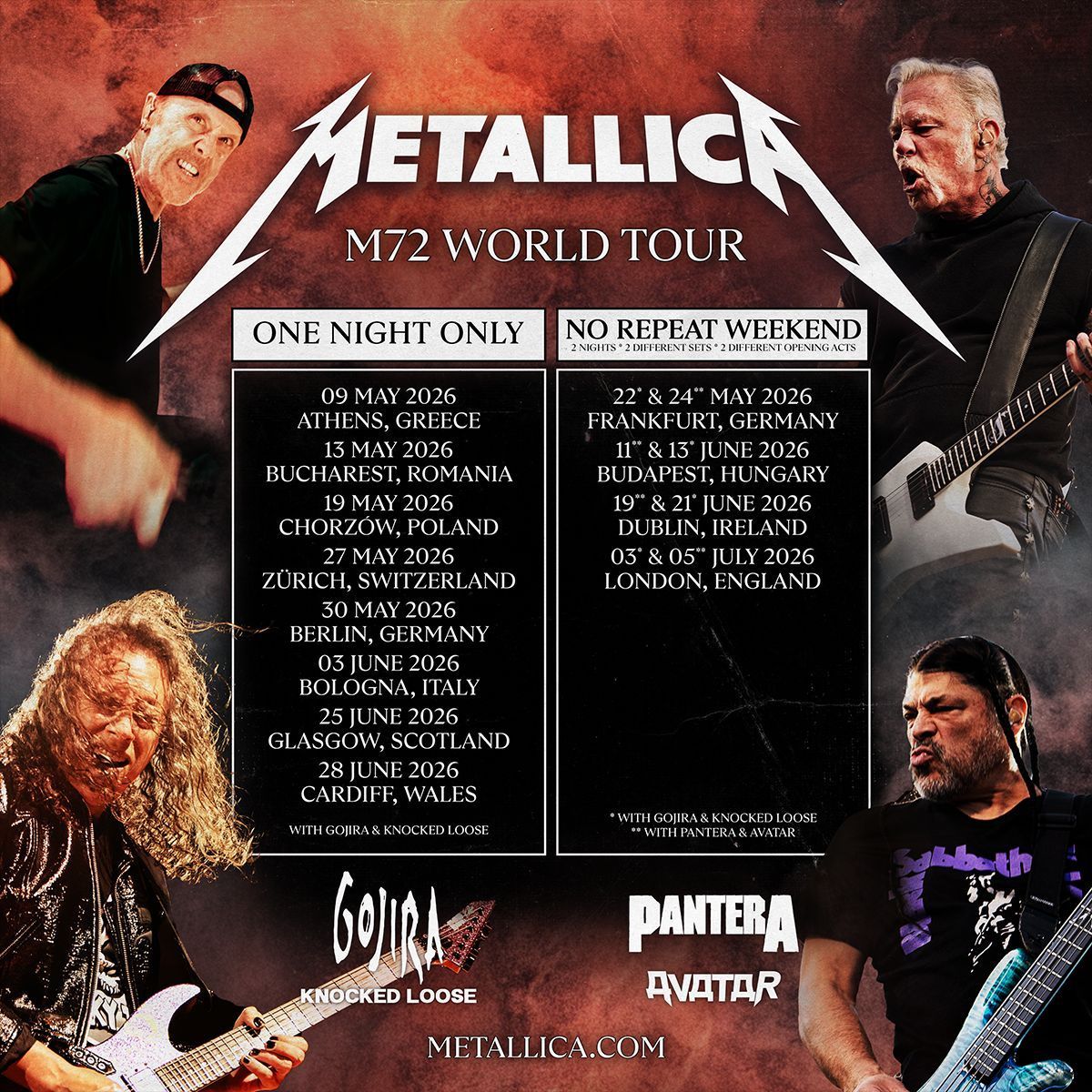 Metallica - Gojira & Knocked Loose London Tickets