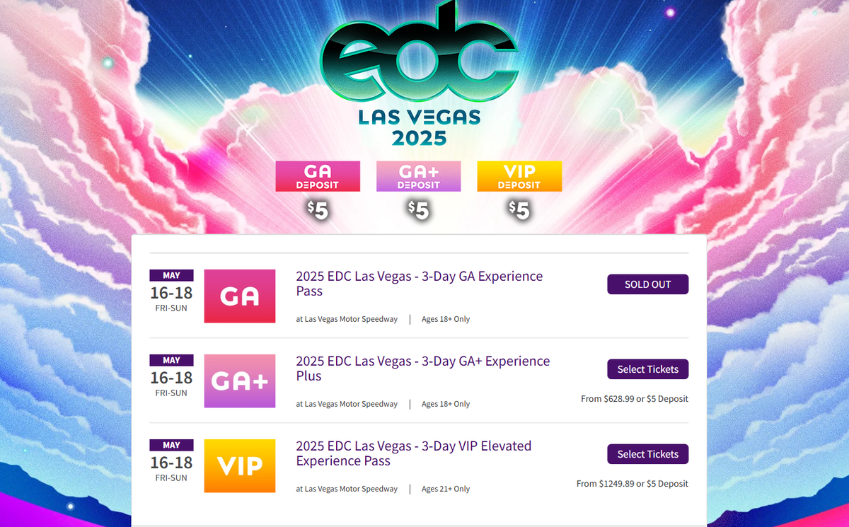 Parking Electric Daisy Carnival - Las Vegas - 3 Day Pass (18+)