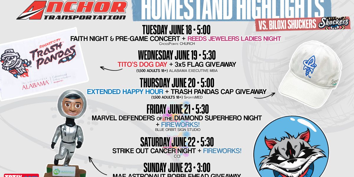 Biloxi Shuckers at Rocket City Trash Pandas at Toyota Field - AL