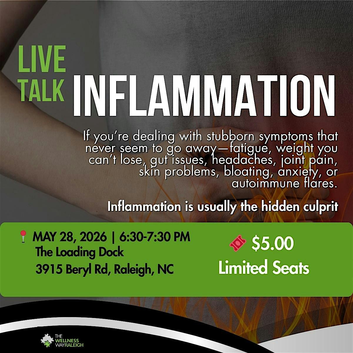 Live Inflammation Talk - Hosted By: Wellness Way Raleigh (FREE SNACKS)