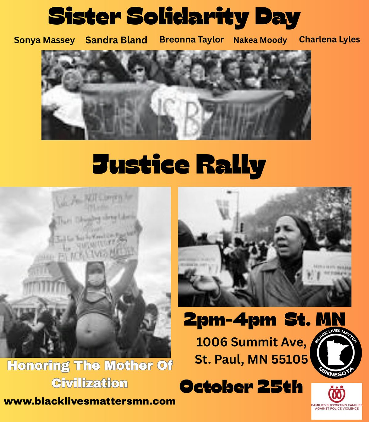 Sister Solidarity Justice Rally at Minnesota Governors Residence, St ...