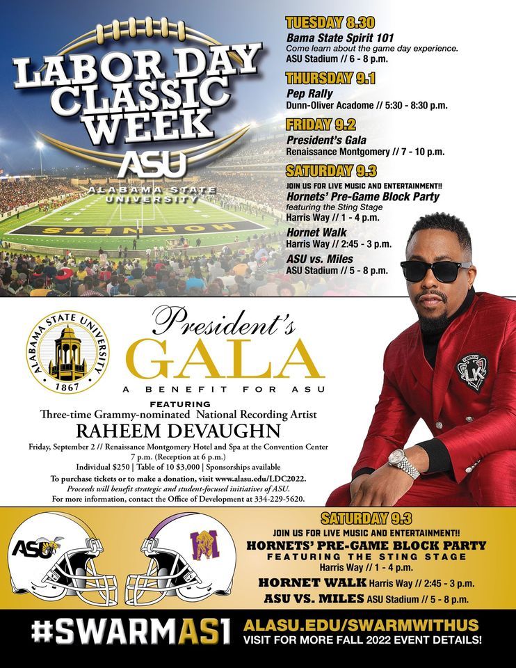 Labor Day Classic Week, Aug. 28Sept. 3, 2022 Alabama State