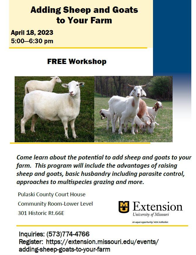 Adding Sheep and Goats to Your Farm | Pulaski County Courthouse