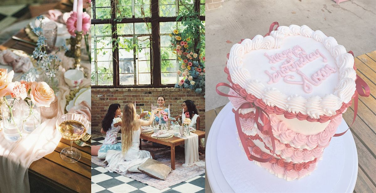 Galentine's Cake Decorating Class & Tea Party | Vintage Bow Cake Heart
