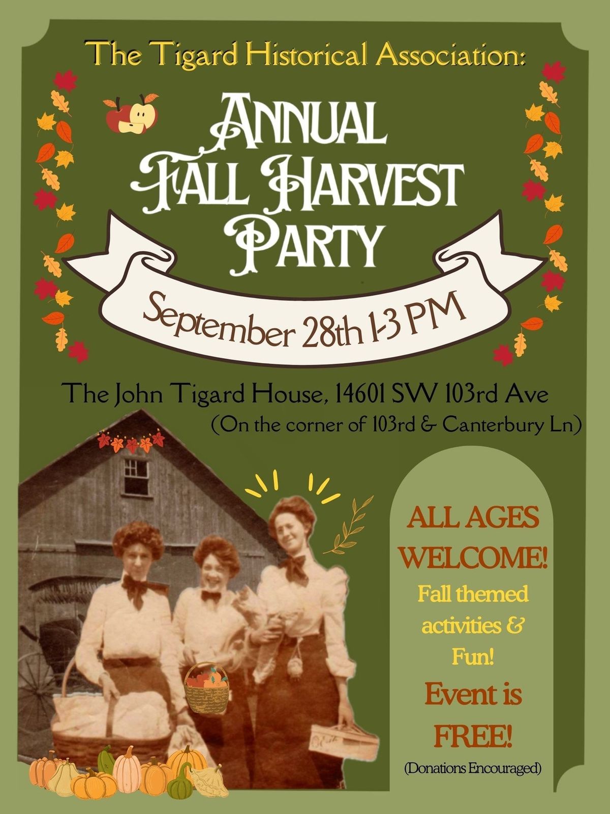 Apple Harvest Festival John Tigard House September 28, 2024