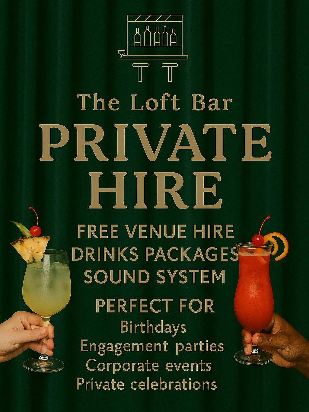 Book your private celebration - free venue hire