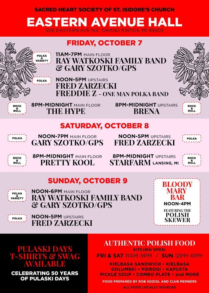 Pulaski Days 2025 Eastern Avenue Hall, Grand Rapids, MI October 7, 2025