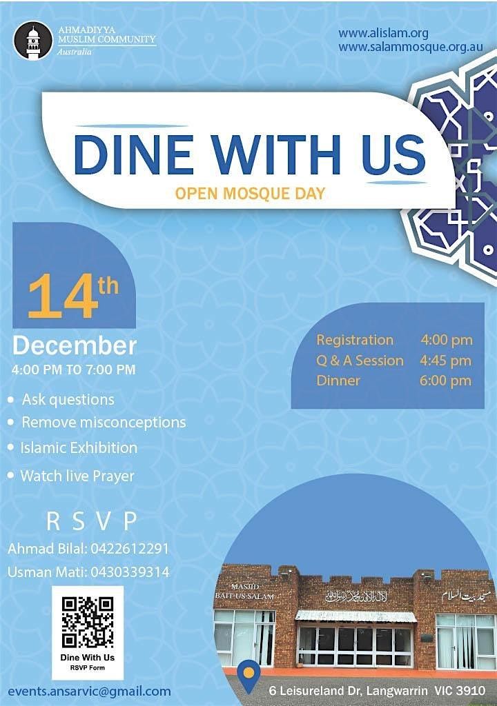 DINE WITH US - OPEN MOSQUE & Q\/A SESSION - MASJID BAIT US SALAM