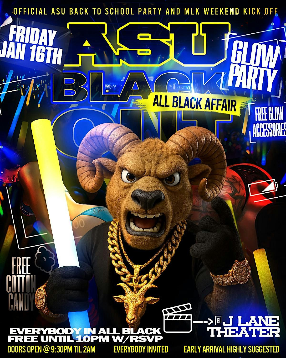 ASU BLACK OUT ALL BLACK AFFAIR GLOW PARTY OFFICIAL ASU BACK TO SCHOOL