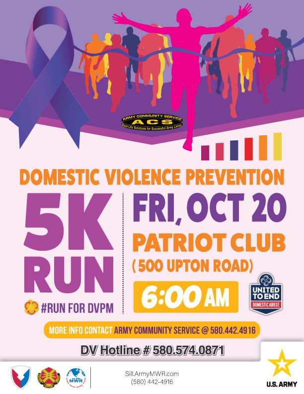 Domestic Violence Prevention 5K Run Fort Sill Patriot Club, Lawton