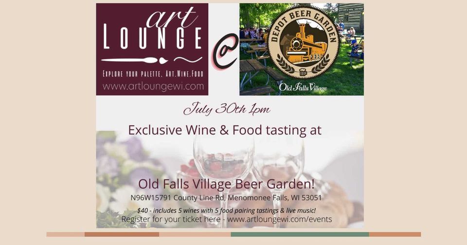 Wine and Food Tasting with Art Lounge at Depot Beer Garden Old Falls