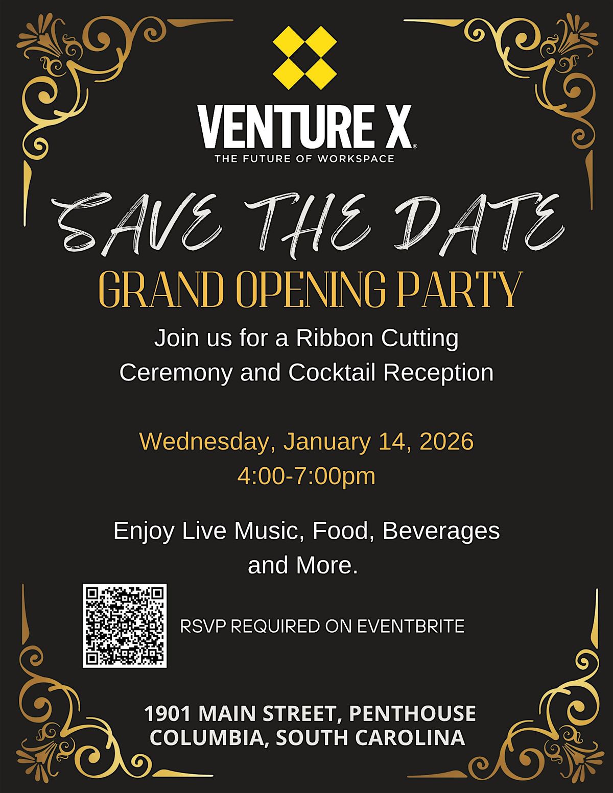 SOLD OUT! Venture X \u2013 Downtown Columbia Grand Opening Celebration
