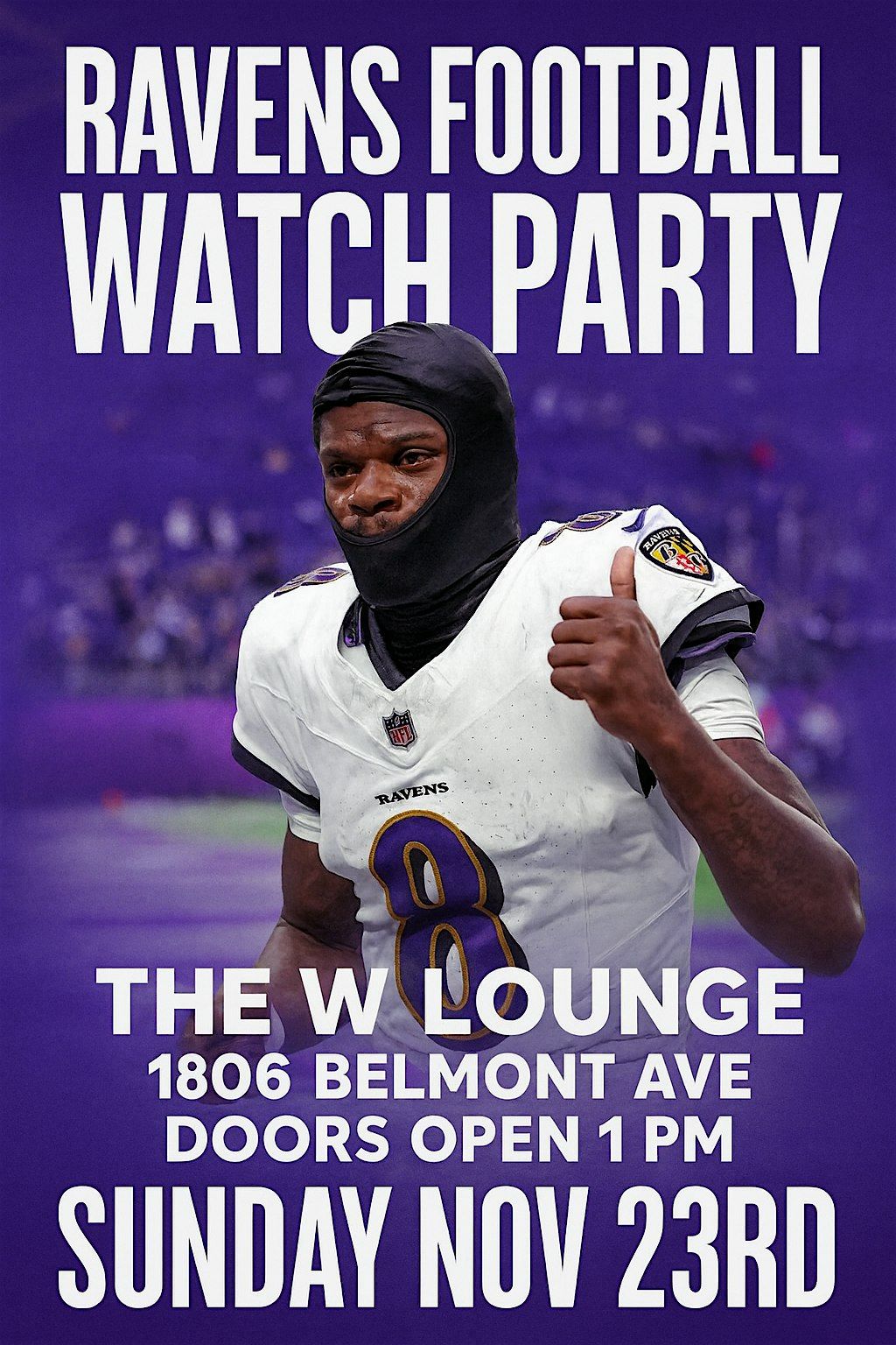 RAVENS WATCH PARTY at 1806 Belmont Ave, Woodlawn on 23rd November, 2025
