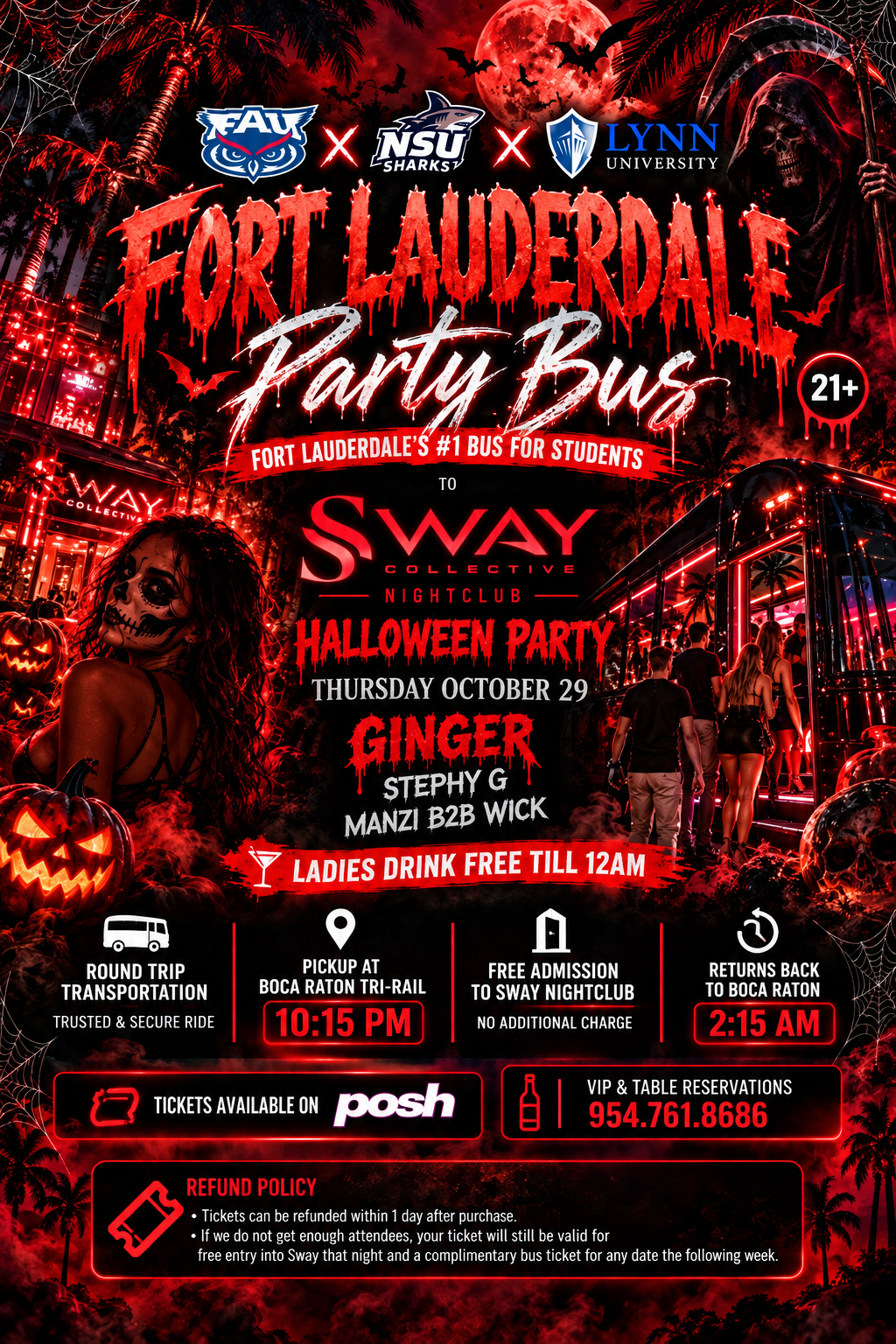 HALLOWEEN FORT LAUDERDALE PARTY BUS at Sway Nightclub, Fort Lauderdale ...
